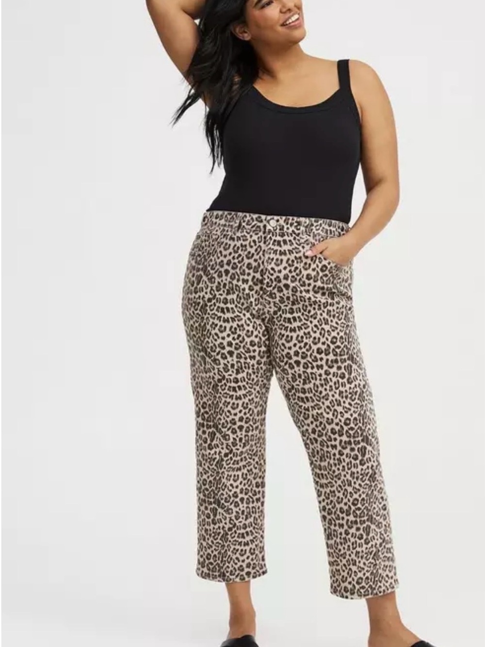 TORRID High-Rise Straight Ankle Jean Plus Size Leopard Print Wide-Leg Pants